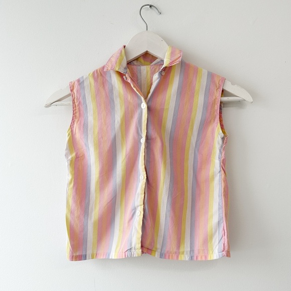 Girls Summer Striped Button Down Top-Sleeveless-Size: 5T Approx. - Picture 1 of 7